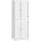 USIKEY 67” Storage Cabinet, Kitchen Pantry Cabinet with 4 Doors and Adjustable Shelves, Cupboard, Tall Bathroom Cabinets for Living Room, White