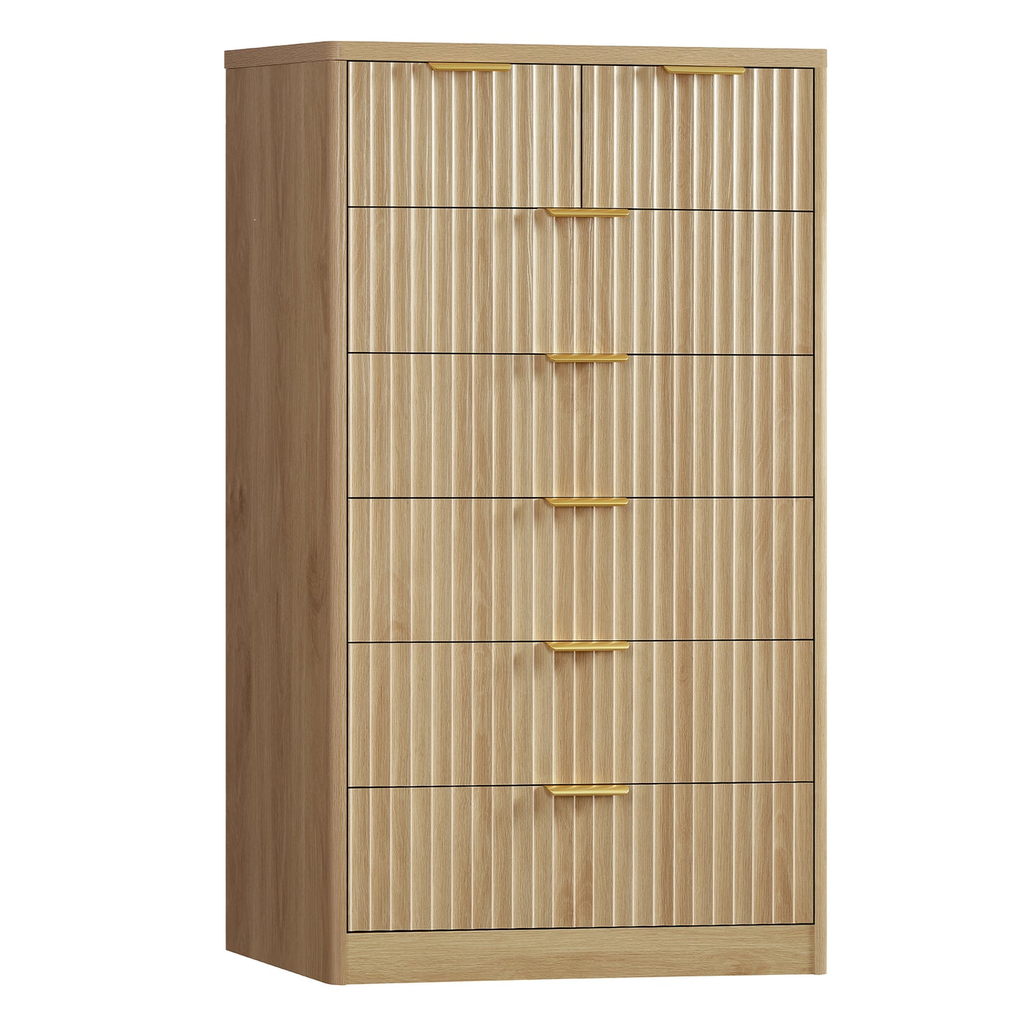 Usikey Fluted 6 Drawers Dresser for Bedroom, 48" H Modern Chest of Drawers with Metal Handle,  Wood Closet Organizer Wood Dressers for Living Room