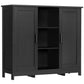 Storage Cabinet with 2 Doors and 4 Storage Shelves, Credenza Buffet Cabinet, Bathroom Cabinet for Living Room, Entryway, Home Office, White