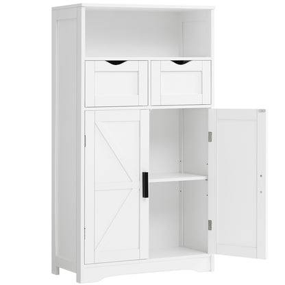 USIKEY Farmhouse Storage Cabinets, Kitchen Storage Cabinet with 2 Adjustable Drawers & Shelf, Floor Cabinet, for Living Room, Home Office, Kitchen