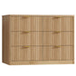 USIKEY 47.3''Wide Fluted 6 Drawer Dresser for Bedroom,  Modern Chest of Drawers, Wood Closet Clothes Organizer for Bedroom, Hallway, Natural