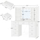 USIKEY Vanity Desk with Mirror and Lights, Power Outlet, Makeup Vanity with 9 Drawers & 6 Open Storage Shelves, 3 Lighting Modes Brightness Adjustable
