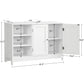 USIKEY Pedestal Sink Storage Cabinet with 2 Doors and 3 Open Shelves, Under Sink Cabinet, Bathroom Sink Cabinet with U-Shape, White