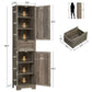 usikey Tall Bathroom Cabinet with Doors, Rattan Storage Cabinet with Adjustable Shelves, Freestanding Narrow Linen Cabinet for Living Room, Entryway, Kitchen, Home Office, Natural