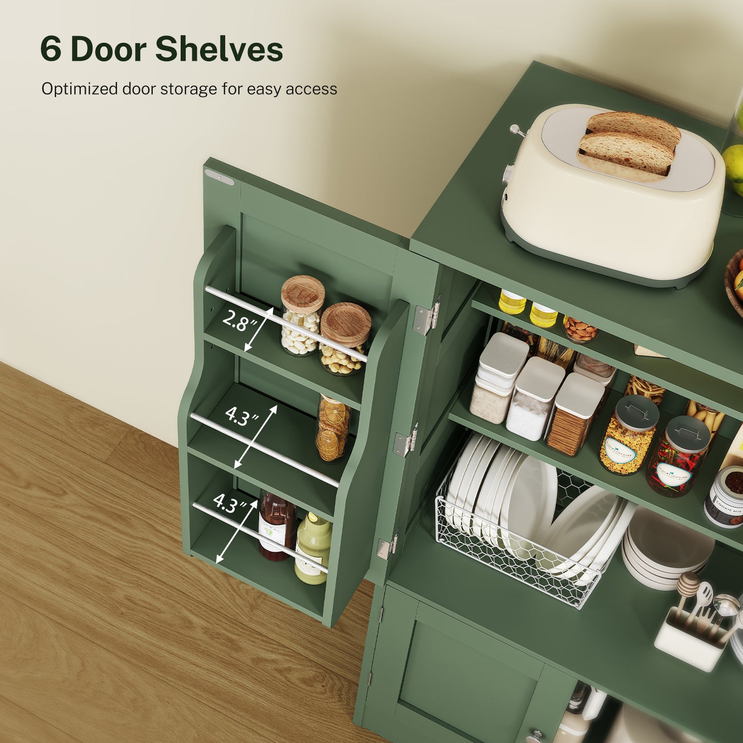 USIKEY Pantry Cabinet, Kitchen Pantry Storage Cabinet with Doors and Adjustable Shelves, Food Pantry for Kitchen, Dining Room, Living Room and Garage