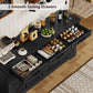 USIKEY Buffet Cabinet, 63” Large Sideboard Buffet Storage Cabinet with 3 Drawers, Farmhouse Coffee Bar with 4 Doors for Kitchen, Living Room