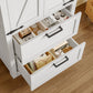 USIKEY 50.4" H Farmhouse Storage Cabinet, Bathroom Storage Cabinet with with 2 Doors & Drawers and Adjustable Shelf, for Bathroom, Living Room, White
