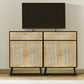 Storage Cabinet with Adjustable Shelf, Rattan Cabinet with Large Drawer, Accent Cabinet for Dining Room, Living Room, Entryway