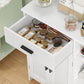 USIKEY Storage Cabinet, Floor Cabinet with Doors and Shelves, Coffee Bar Cabinet with Drawer, Organizer Cabinet for Living Room, Dining Room
