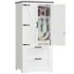 USIKEY 50.4" H Farmhouse Storage Cabinet, Bathroom Storage Cabinet with with 2 Doors & Drawers and Adjustable Shelf, for Bathroom, Living Room, White