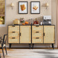 Storage Cabinet with 3 Drawers, Rattan Cabinet with Adjustable Shelf, Accent Cabinet for Living Room, Entryway