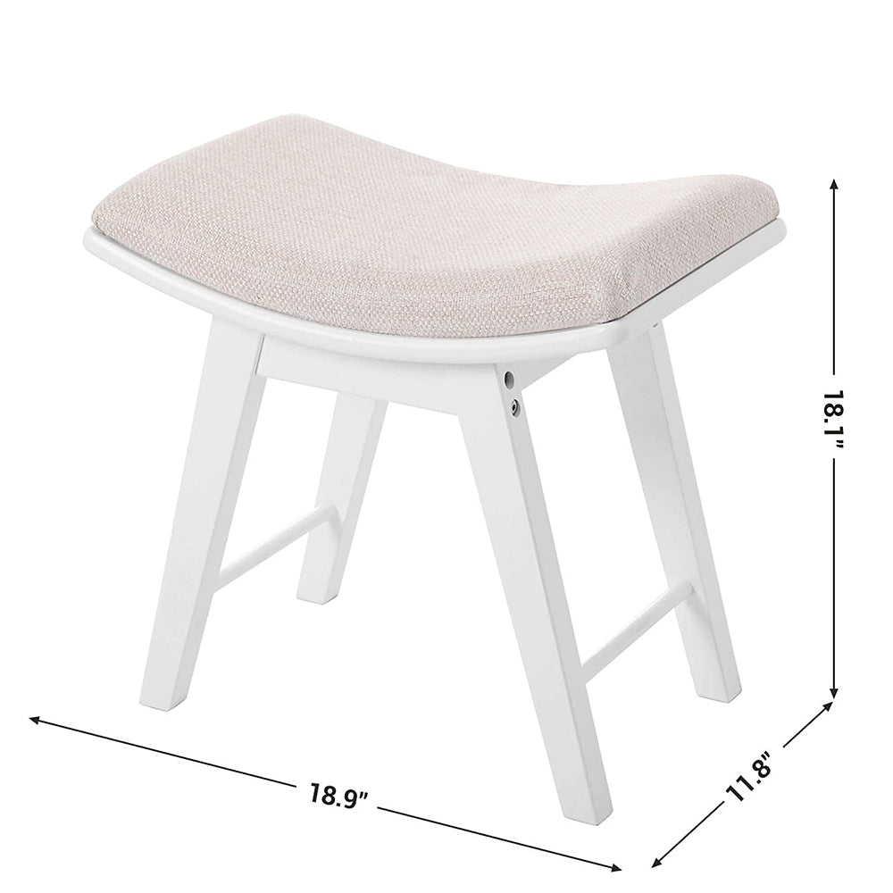 Vanity Stool with Rubberwood Legs, Vanity Bench, Makeup Bench Dressing Stool, Padded Cushioned Chair, Piano Seat, for Women, Girl, Mom