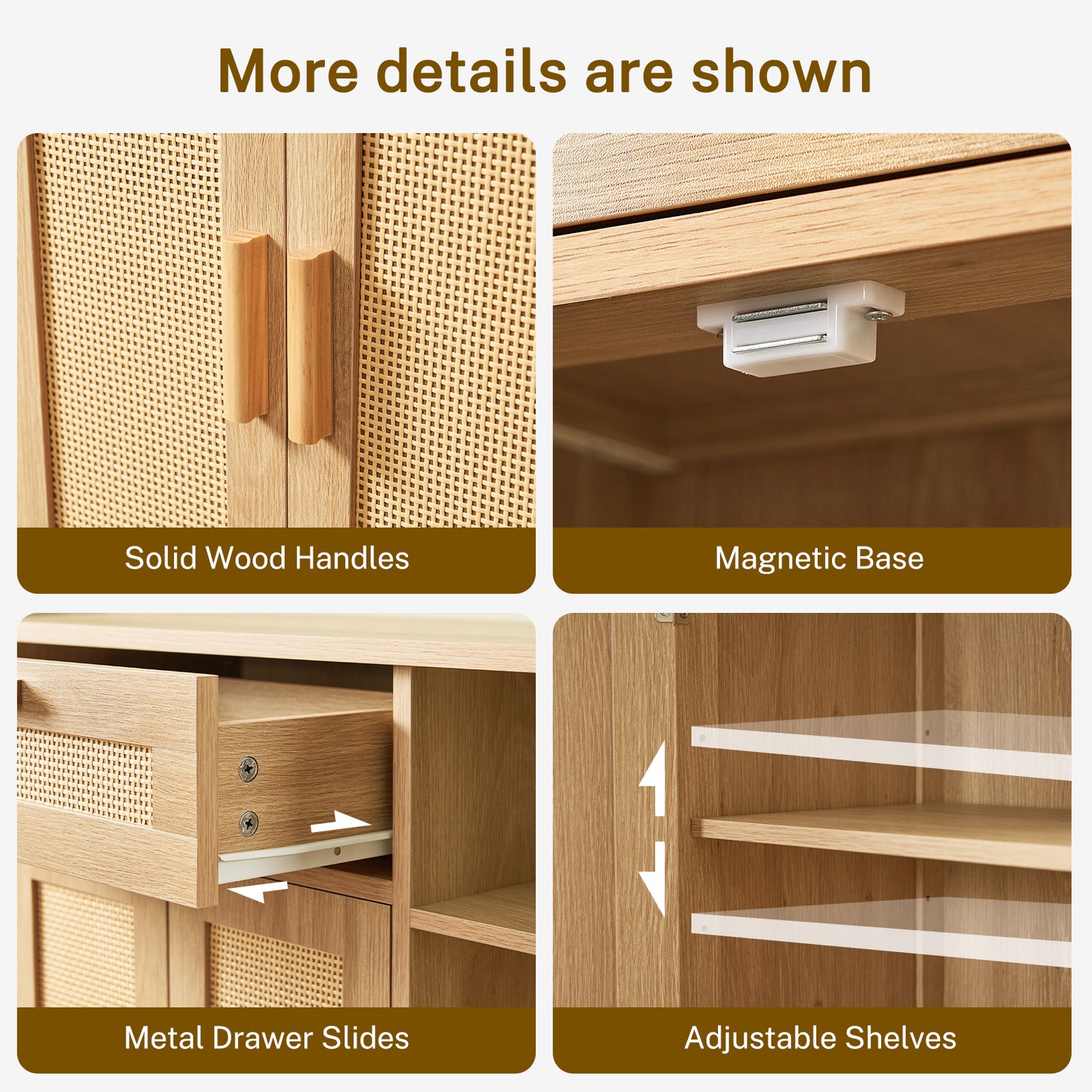 USIKEY Storage Cabinet, Floor Cabinet with Doors and Shelves, Coffee Bar Cabinet with Drawer, Organizer Cabinet for Living Room, Dining Room