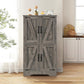 USIKEY Farmhouse Storage Cabinet with 2 Adjustable Shelves, Bathroom Cabinet with 4 Doors, Kitchen Cabinets, Cupboard for Kitchen, Living Room