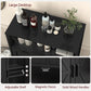 USIKEY Storage Cabinet with 2 Adjustable Drawers & 2 Barn Doors, Standing Cupboard with 2 Shelf, Floor Cabinet for Living Room, Home Office, Kitchen