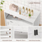 USIKEY Farmhouse Storage Cabinets, Kitchen Storage Cabinet with 2 Adjustable Drawers & Shelf, Floor Cabinet, for Living Room, Home Office, Kitchen