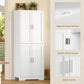USIKEY 67” Storage Cabinet, Kitchen Pantry Cabinet with 4 Doors and Adjustable Shelves, Cupboard, Tall Bathroom Cabinets for Living Room, White