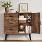 USIKEY Storage Cabinet with Rattan Door & 3 Drawers, Entryway Cabinet with Adjustable Shelf, Accent Cabinet for Living Room
