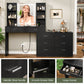 USIKEY Vanity Makeup Desk with LED Light Mirror & Power Outlet, 8 Drawers, Storage Shelves, & Adjustable Brightness Dressing Table, Corner Vanity Desk