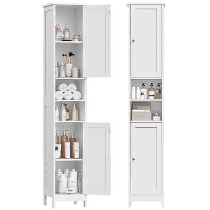 USIKEY 67" Tall Bathroom Cabinet with Adjustable Shelves and Doors, Narrow Bathroom Storage Cabinet for Small Space