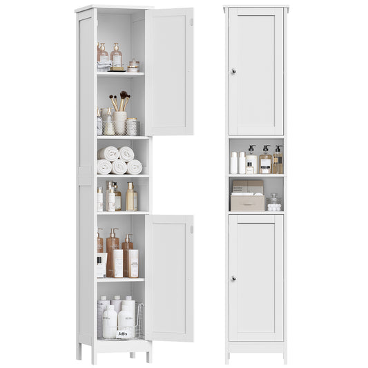 USIKEY 67" Tall Bathroom Cabinet with Adjustable Shelves and Doors, Narrow Bathroom Storage Cabinet for Small Space