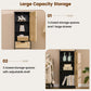 usikey Tall Bathroom Cabinet with Doors, Rattan Storage Cabinet with Adjustable Shelves, Freestanding Narrow Linen Cabinet for Living Room, Entryway, Kitchen, Home Office, Natural