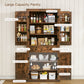 usikey 72?¡À Kitchen Pantry Cabinet, Tall Storage Cabinet with 4 Doors and 1 Drawer, Freestanding Cupboard with 6 Hanging Shelves and Adjustable Shelves for Kitchen, Dining Room,Living Room