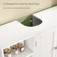 USIKEY Pedestal Sink Storage Cabinet with 2 Doors and 3 Open Shelves, Under Sink Cabinet, Bathroom Sink Cabinet with U-Shape, White