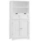 USIKEY Tall Bathroom Cabinet, Storage Cabinet with 2 Drawers & Adjustable Shelves, Bathroom Storage Cabinet for Living Room, Dining Room, Entryway