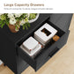 USIKEY Storage Cabinet with Rattan Door & 3 Drawers, Entryway Cabinet with Adjustable Shelf, Accent Cabinet for Living Room