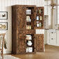 usikey 72?¡À Kitchen Pantry Cabinet, Tall Storage Cabinet with 4 Doors and 1 Drawer, Freestanding Cupboard with 6 Hanging Shelves and Adjustable Shelves for Kitchen, Dining Room,Living Room