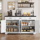USIKEY 55" Buffet Cabinet With Storage, Large Sideboard Buffet Storage Cabinet With 3 Drawers, Farmhouse Coffee Bar Cabinet, For Kitchen, Living Room
