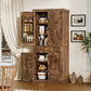 usikey 72?¡À Kitchen Pantry Cabinet, Tall Storage Cabinet with 4 Doors and 1 Drawer, Freestanding Cupboard with 6 Hanging Shelves and Adjustable Shelves for Kitchen, Dining Room,Living Room