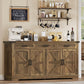 USIKEY Buffet Cabinet, 63” Large Sideboard Buffet Storage Cabinet with 3 Drawers, Farmhouse Coffee Bar with 4 Doors for Kitchen, Living Room