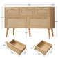 Usikey Dresser for Bedroom, 5 Drawer, Boho Dresser for Closet, Chest of Drawers with Solid Wood Legs, Dressers TV Stand, for Entryway, Hallway, Natural