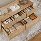 Usikey Dresser for Bedroom, 5 Drawer, Boho Dresser for Closet, Chest of Drawers with Solid Wood Legs, Dressers TV Stand, for Entryway, Hallway, Natural