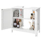 USIKEY Pedestal Sink Storage Cabinet with 2 Doors and Shelf, Under Sink Cabinet, Bathroom Sink Cabinet with U-Shape, White
