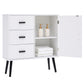 Storage Cabinet with 3 Drawers, Rattan Cabinet with Adjustable Shelf, Accent Cabinet for Living Room, Entryway