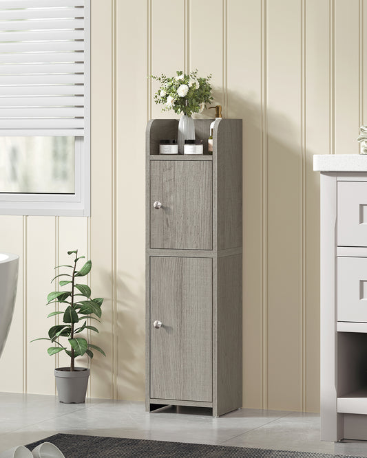Bathroom Storage Cabinet, Narrow Cabinet with Doors and Adjustable Shelves, Corner Bathroom Cabinet, Bathroom Storage for Small Spaces