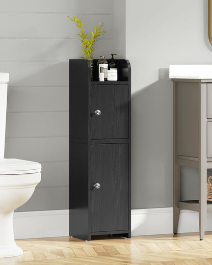 USIKEY Bathroom Storage Cabinet, Narrow Cabinet with Doors and Adjustable Shelves, Corner Bathroom Cabinet, Bathroom Storage for Small Spaces