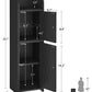 USIKEY Bathroom Storage Cabinet, Narrow Cabinet with Doors and Adjustable Shelves, Corner Bathroom Cabinet, Bathroom Storage for Small Spaces
