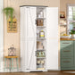 USIKEY 67"H Tall Storage Cabinet with 4 Doors, Farmhouse Accent Cabinet with Adjustable Shelves, for Bedroom, Living Room, Kicthen, White