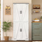 USIKEY 67"H Tall Storage Cabinet with 4 Doors, Farmhouse Accent Cabinet with Adjustable Shelves, for Bedroom, Living Room, Kicthen, White
