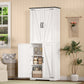USIKEY 67"H Tall Storage Cabinet with 4 Doors, Farmhouse Accent Cabinet with Adjustable Shelves, for Bedroom, Living Room, Kicthen, White