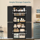USIKEY 67"H Tall Storage Cabinet with 4 Doors, Farmhouse Accent Cabinet with Adjustable Shelves, for Bedroom, Living Room, Kicthen, White