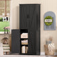 USIKEY 67"H Tall Storage Cabinet with 4 Doors, Farmhouse Accent Cabinet with Adjustable Shelves, for Bedroom, Living Room, Kicthen, White