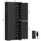 USIKEY 67"H Tall Storage Cabinet with 4 Doors, Farmhouse Accent Cabinet with Adjustable Shelves, for Bedroom, Living Room, Kicthen, White