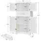 USIKEY Morden 47.2" Storage Cabinet with 2 Drawers & 2 Adjustable Shelves, Floor Cabinet with 4 Doors, Tall Cabinet for Living Room, Dining Room, Entryway