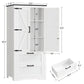 USIKEY 50.4" H Farmhouse Storage Cabinet, Bathroom Storage Cabinet with with 2 Doors & Drawers and Adjustable Shelf, for Bathroom, Living Room, White