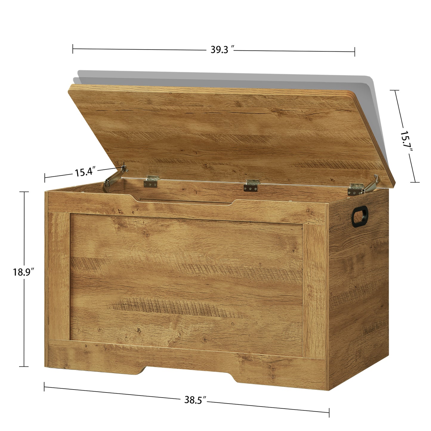 USIKEY 39.4” Storage Chest, Toy Box with 2 Safety Hinges, Storage Bench with Storage, Toy Chest for Bedroom